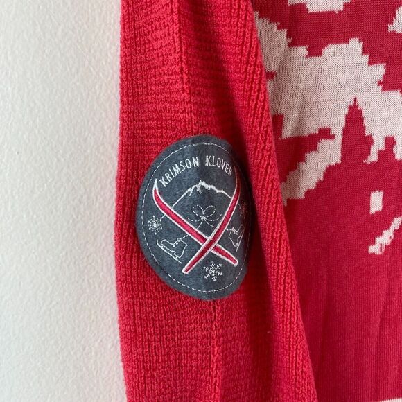 Krimson Klover Pullover Merino Wool Ski Sweater Sleigh Ride Elk Size M Red - Picture 7 of 10